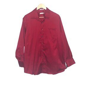 Kenneth Cole Red Button Up Long Sleeve 100's Two Ply Non Iron Shirt Size 16.5